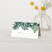 Carte De Placement Tropical Monstera Vert Faune Feuillue Enterrement (Dos)