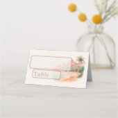 Carte De Placement Tropical Sunset Island Beach Watercolor Wedding (Dos)