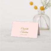 Carte De Placement Trucs d'or sur Blush Pink Elegant Mariage écriture (Dos)