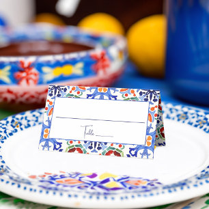 Carte De Placement Tuiles colorées de mariage imprimées mexicaines bl