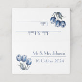 Carte De Placement Tulipes dans Delft Blue personnalisable (Extérieur déplié)