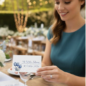 Carte De Placement Tulipes dans Delft Blue personnalisable