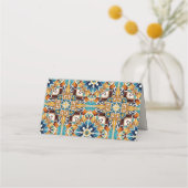 Carte De Placement Turquoise Bleu vintage talavera mariage (Dos)