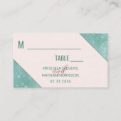 Carte De Placement Turquoise de Parties scintillant de Mariage rose e (Devant)