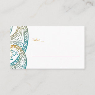 Carte De Placement Turquoise et Gold Indian Paisley Mariage