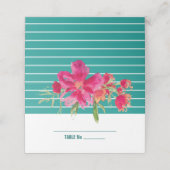 Carte De Placement Turquoise Fuchsia Aquarelle Mariage Floral (Extérieur déplié)