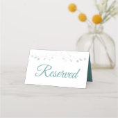Carte De Placement Turquoise & Gris Elégant Mariage Réservé Carte Pla (Dos)