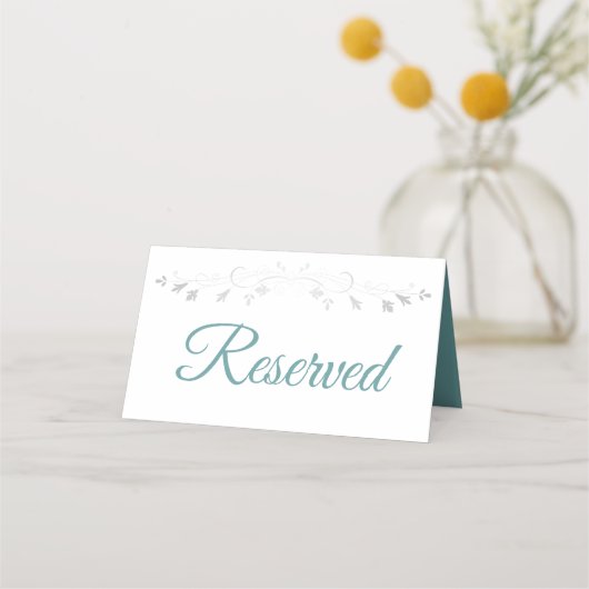 Carte De Placement Turquoise & Gris Elégant Mariage Réservé Carte Pla (Devant)