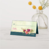 Carte De Placement Turquoise, Marine, Vert, Gold Florals Mariage (Devant)