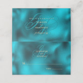 Carte De Placement Turquoise metallic monogram initials wedding (Extérieur déplié)