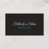 Carte De Placement Turquoise, Noir Damask Love Hearve Mariage (Dos)