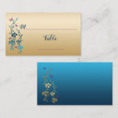 Carte De Placement Turquoise, Or, Floral Violet, Papillons (Devant / Derrière)