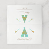 Carte De Placement Turquoise Turquoise Gold Tepee Party Place Siège (Extérieur déplié)