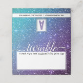 Carte De Placement TWINKLE ✨ Turquoise Etoile violet Aquarelle Monogr (Extérieur déplié)