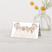 Carte De Placement Twins Teddy Bear Party Numéro de table Nom (Devant)