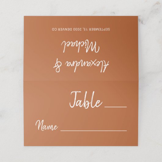 Carte De Placement Typographie moderne terracotta moderne mariage (Extérieur déplié)