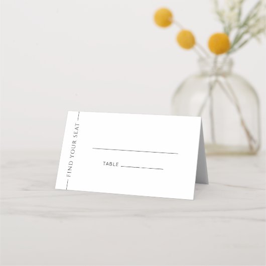 Carte De Placement Typographie noir blanc plié Mariage carte place (Devant)