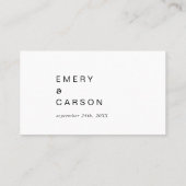 Carte De Placement Typographie noire moderne Mariage plat (Dos)