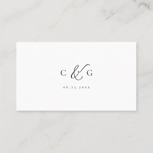 Carte De Placement Typographie simple et élégante Détails Mariage mod (Dos)