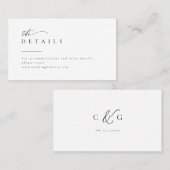 Carte De Placement Typographie simple et élégante Détails Mariage mod (Devant / Derrière)