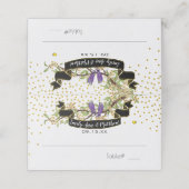 Carte De Placement Ultra Violet Or Confetti Purple Yellow Birds (Extérieur déplié)