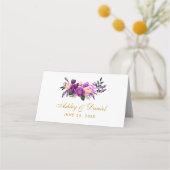 Carte De Placement Ultra violet violet Mariage or floral (Dos)