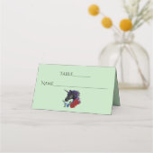 Carte De Placement Unicorne noire violet Fleurs de Sage Rouge (Devant)