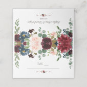 Carte De Placement Unique Burgundy Navy Blue Floral Numéro de tableau (Extérieur déplié)