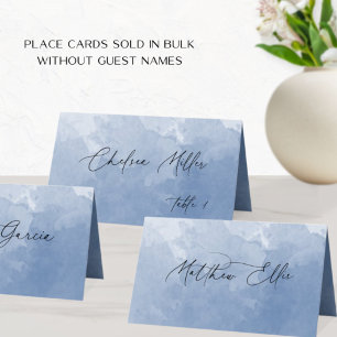 Carte De Placement Unique Dusty Blue Aquarelle Arrière - plan plié