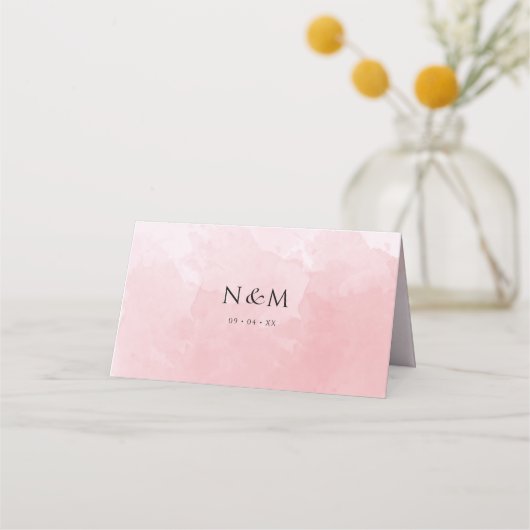 Carte De Placement Unique Dusty Rose Aquarelle Arrière - plan plié (Dos)