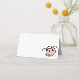 Carte De Placement vache de dessin animé noir blanc rose baiser gris