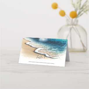 Carte De Placement Vagues d'océan qui se brisent sur la plage côtière