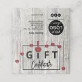 Carte De Placement Valentines Day Hearts Modern Rustic Wood Carte cad (Extérieur déplié)
