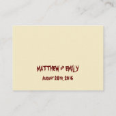 Carte De Placement Vampire Halloween Faux Mariages de sang (Dos)