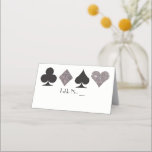 Carte De Placement Vegas Silver Faux Parties scintillant Place Card w<br><div class="desc">Parfait pour un mariage de casino glamour et glamour de Las Vegas, cette carte blanche pliée présente une parties scintillant faux argent avec costumes de carte noire, un espace pré-imprimé pour écrire dans les numéros de table et un espace blanc vierge pour écrire dans vos noms d'invités. Votre traiteur a-t-il...</div>