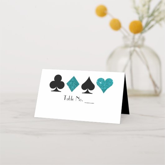Carte De Placement Vegas Turquoise Parties scintillant et Black Place (Devant)