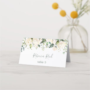 Carte De Placement Végétation à l'aquarelle, roses crème Table de mar