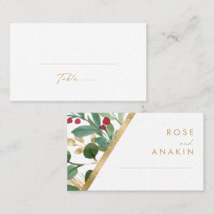 Carte De Placement Végétation de Noël moderne   Mariage plat blanc