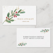 Carte De Placement Végétation d'hiver Berry Rouge Noël Affaires (Devant / Derrière)