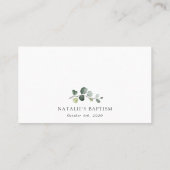 Carte De Placement Végétation, feuilles d'eucalyptus, Boho, Baptême (Dos)