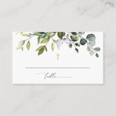 Carte De Placement Végétation, feuilles d'eucalyptus, Boho, Baptême (Devant)