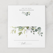 Carte De Placement Végétation, feuilles d'eucalyptus, Boho, baptême (Extérieur déplié)