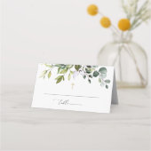 Carte De Placement Végétation, feuilles d'eucalyptus, Boho, baptême (Devant)