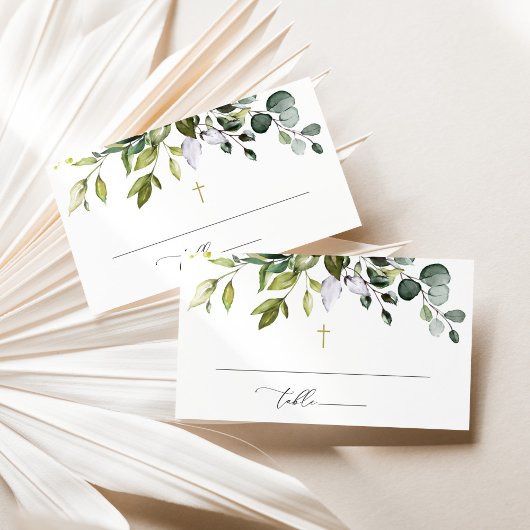 Carte De Placement Végétation, feuilles d'eucalyptus, Boho, Baptême