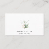 Carte De Placement Végétation, feuilles d'eucalyptus, Boho, baptême (Dos)