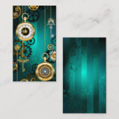 Carte De Placement Veille bijoux Steampunk sur un Arrière - plan vert (Devant / Derrière)