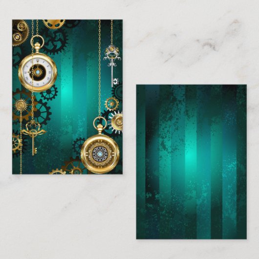 Carte De Placement Veille bijoux Steampunk sur un Arrière - plan vert (Devant / Derrière)
