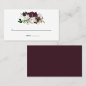 Carte De Placement Velvet de Plum foncé et fleurs blanches (Devant / Derrière)