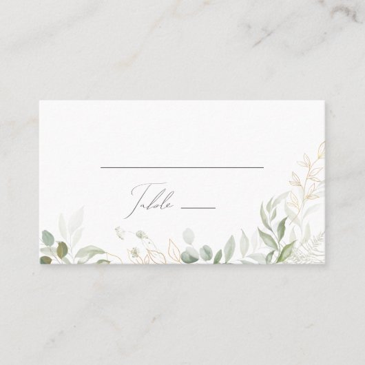 Carte De Placement Verdure et or | Mariage plat (Devant)