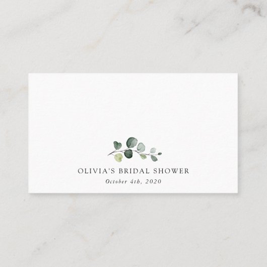 Carte De Placement Verdure, Eucalyptus Feuilles, Boho, Fête des marié (Dos)